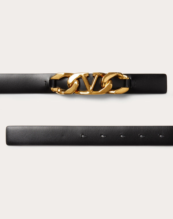 Cintura Vlogo Chain In Vitello Lucido 25 Mm