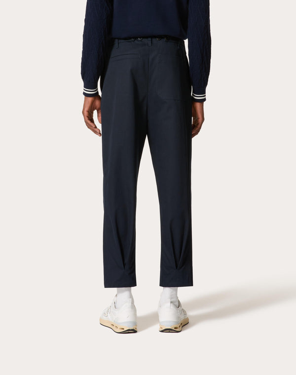Pantalone In Gabardina Di Cotone Con Etichetta Maison Valentino