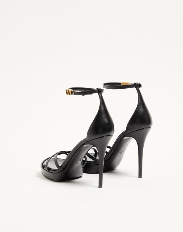 Sandalo Con Plateau Valentino Garavani Eveninglam In Vitello 120Mm