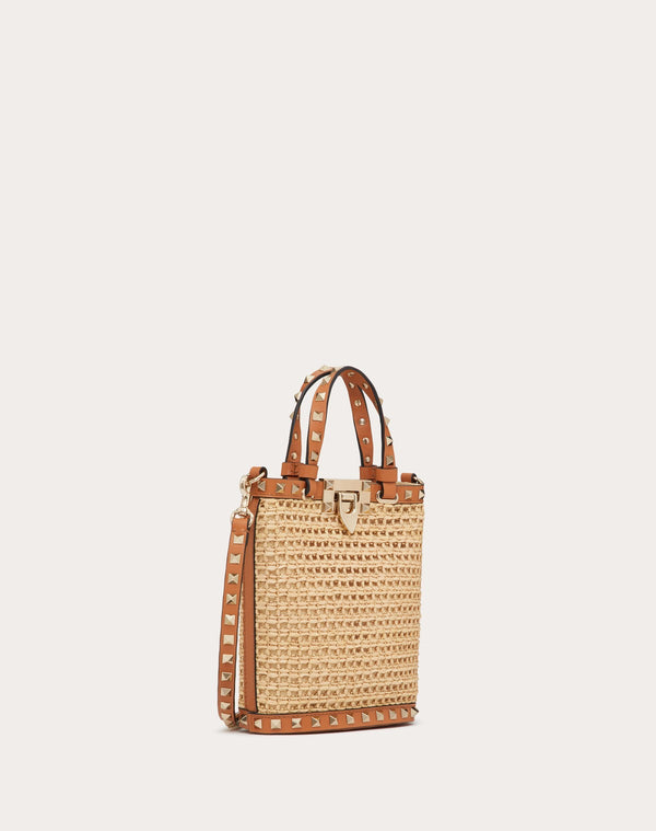 Mini Borsa Con Tracolla Rockstud In Rafia