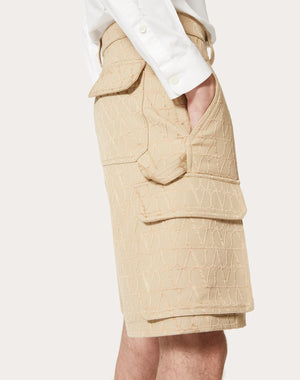 Bermuda Cargo In Cotone Pesante Con Motivo Toile Iconographe