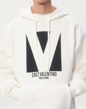 Felpa In Cotone Con Cappuccio E Stampa Chez Valentino