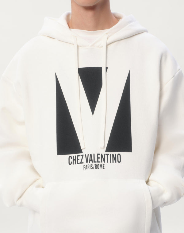 Felpa In Cotone Con Cappuccio E Stampa Chez Valentino