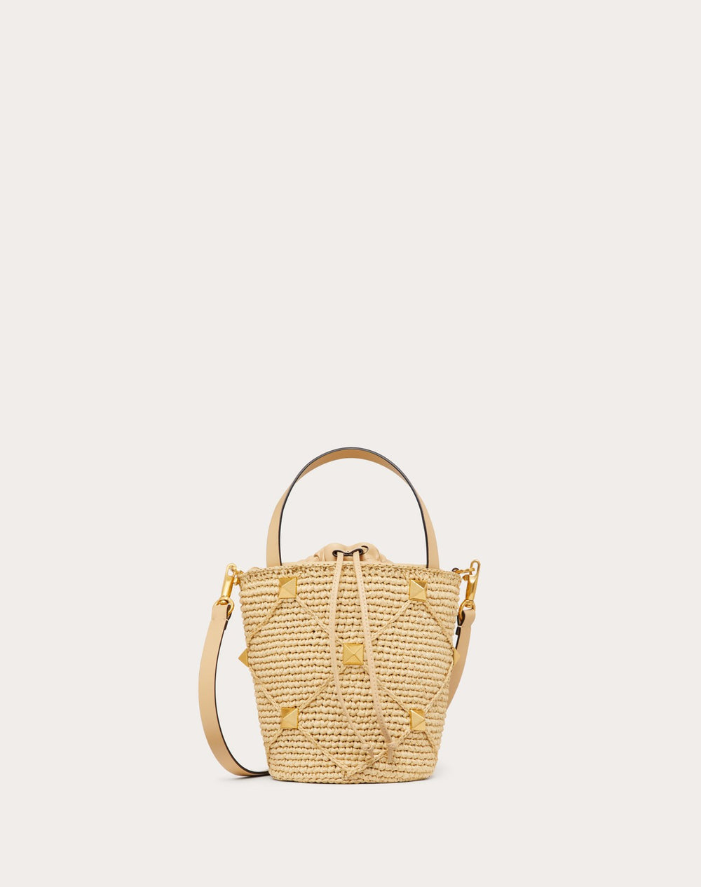 Borsa A Secchiello Roman Stud In Rafia