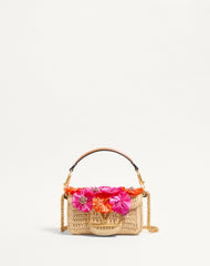 Borsa Piccola A Spalla Valentino Garavani Locò In Rafia Con Fiori E Perline