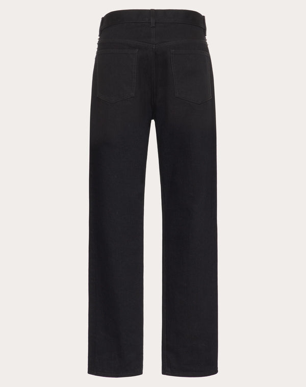 Pantalone In Denim Con Borchie Black Untitled