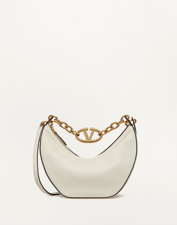 Hobo Piccola Vlogo Moon Bag In Vitello Granato Con Catena