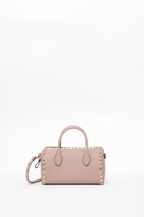 BORSA A MANO ROCKSTUD IN VITELLO GRANATO