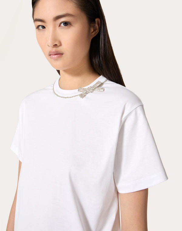 T-Shirt In Jersey Cotton Ricamata
