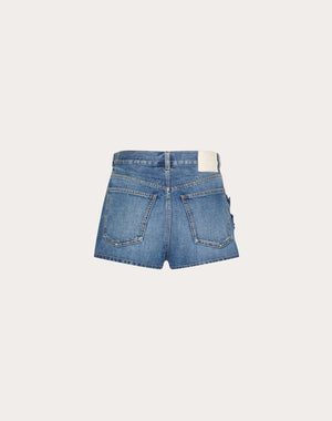 Shorts In Medium Blue Denim Ricamati