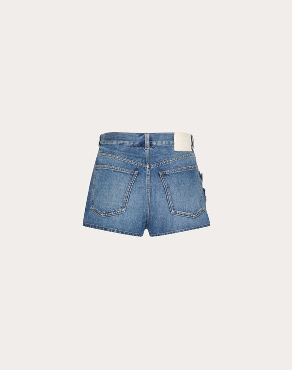 Shorts In Medium Blue Denim Ricamati