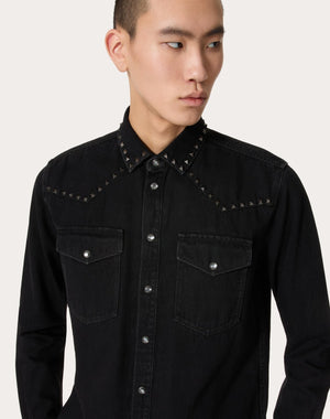 Camicia In Denim Con Borchie Black Untitled