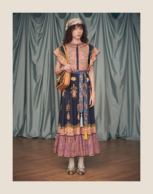 Abito Midi In Mussola Cotone Mix Stampe  