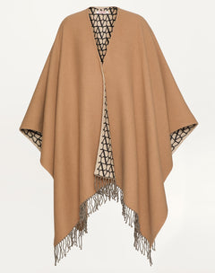 Poncho Double Toile Iconographe In Lana, Seta E Cachemire 