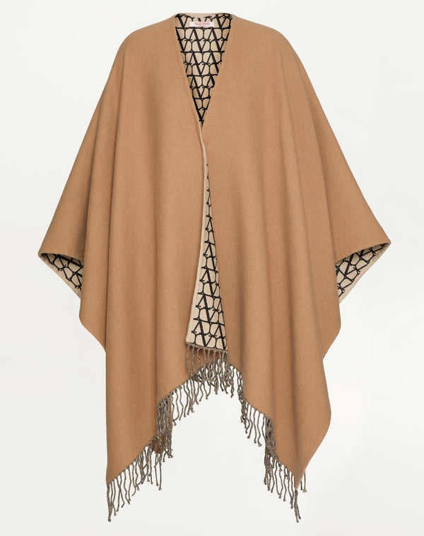 Poncho Double Toile Iconographe In Lana, Seta E Cachemire 