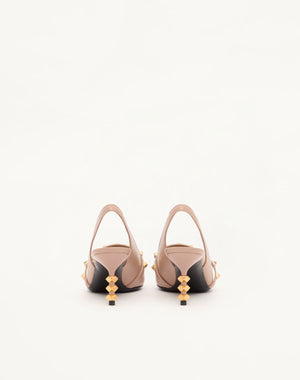 DÉCOLLETÉ SLINGBACK ROCKSTUD CON TACCO SCULTURA IN VITELLO 70MM