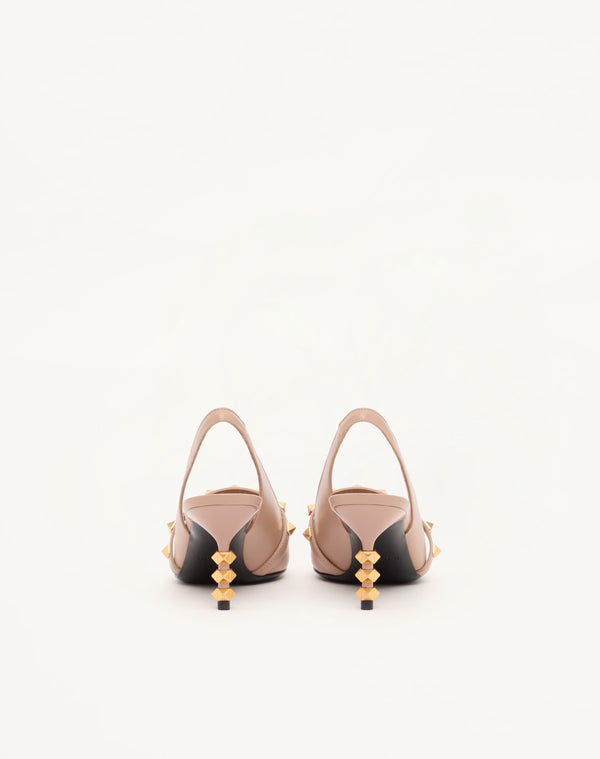 DÉCOLLETÉ SLINGBACK ROCKSTUD CON TACCO SCULTURA IN VITELLO 70MM