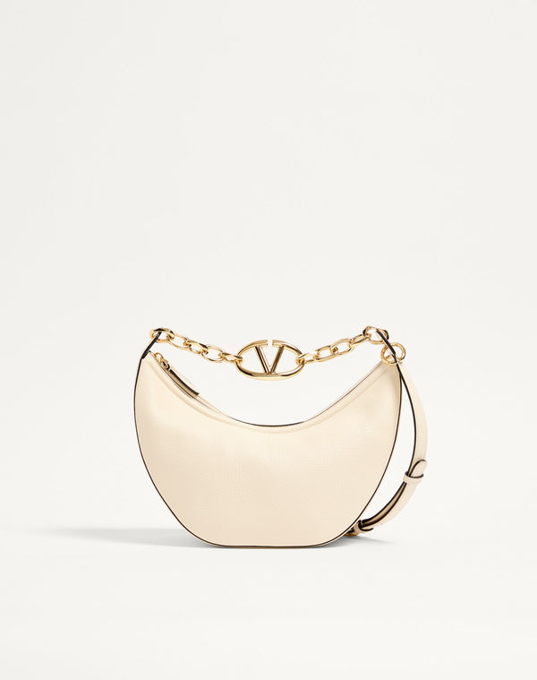 Hobo Piccola Vlogo Moon Bag In Vitello Granato Con Catena