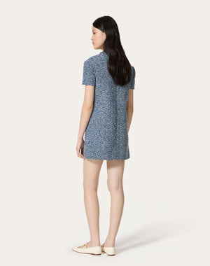 Abito Corto In Denim Textured Tweed