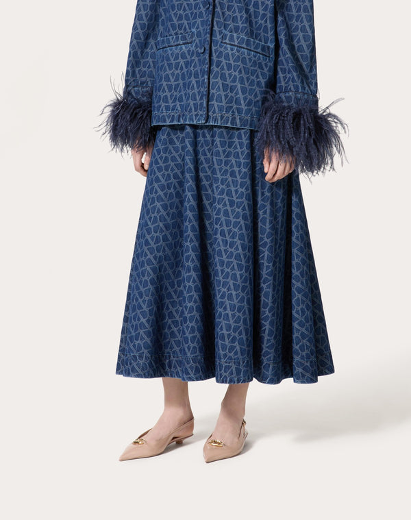Gonna Midi In Denim Toile Iconographe Medium Blue 