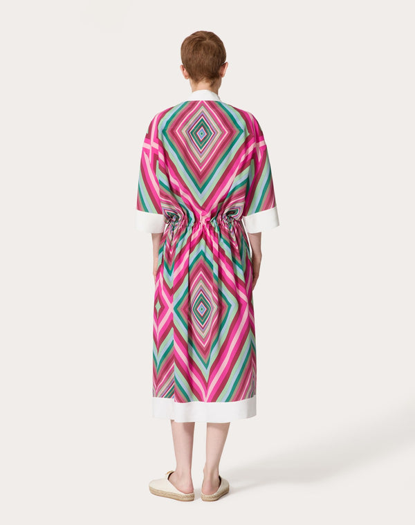 Abito Midi In Crepe De Chine Valentino Rhombus 75 Foulard 