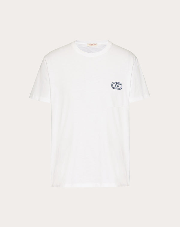 T-Shirt In Cotone Con Patch Vlogo Signature