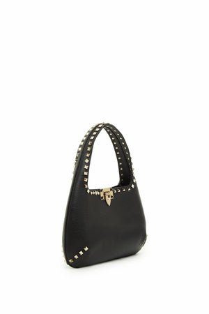BORSA HOBO PICCOLA ROCKSTUD IN VITELLO GRANATO