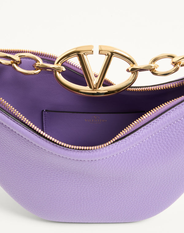 Mini Hobo Vlogo Moon Bag  In Vitello Granato Con Catena