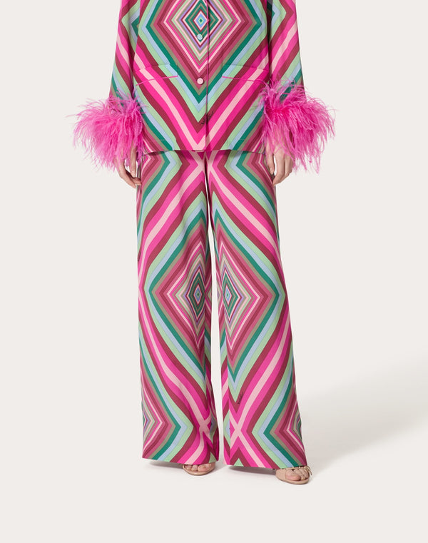 Pantaloni In Crepe De Chine Valentino Rhombus 75 