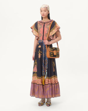 Abito Midi In Mussola Cotone Mix Stampe  