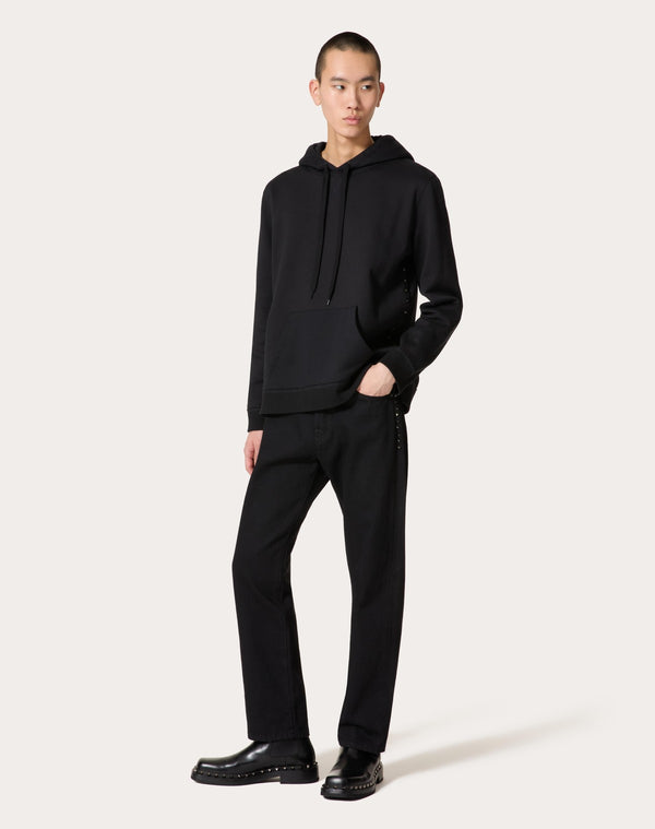 Pantalone In Denim Con Borchie Black Untitled