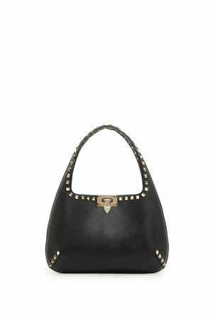 BORSA HOBO PICCOLA ROCKSTUD IN VITELLO GRANATO