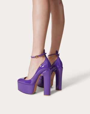 Décolleté Con Plateau Valentino Garavani Tan-Go In Vernice 155Mm