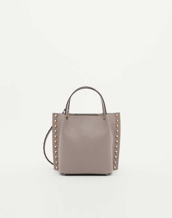 BORSA SHOPPING PICCOLA ROCKSTUD IN VITELLO GRANATO 