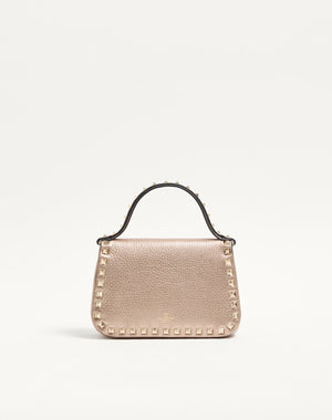 Borsa Piccola A Mano Rockstud In Vitello Granato Laminato