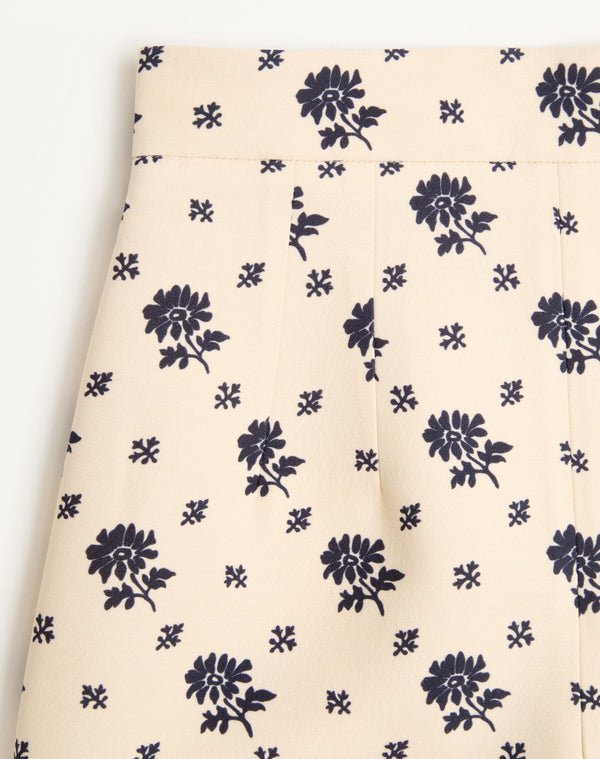 Shorts In Crepe Couture Fiorellino Blu Papier Floral 