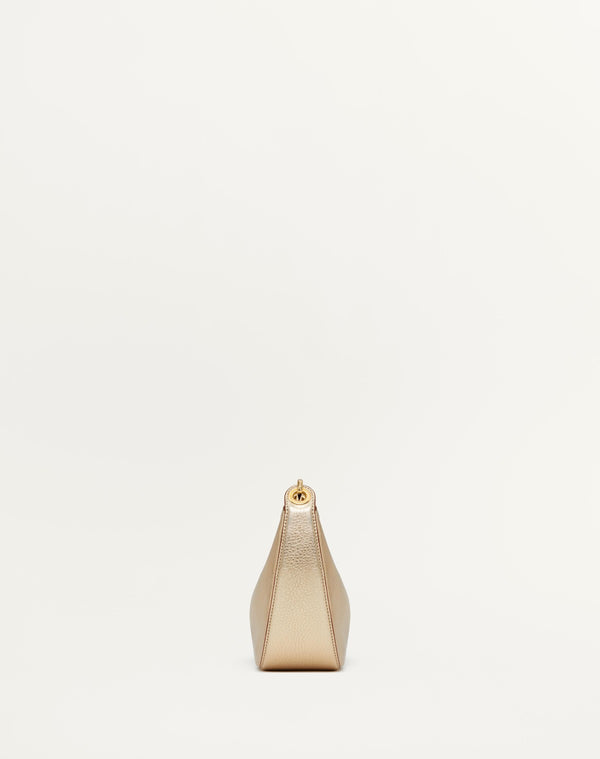 Mini Hobo Vlogo Moon Bag In Vitello Granato Metallizzato Con Catena