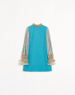 Abito Corto In Crepe Couture Ricamato