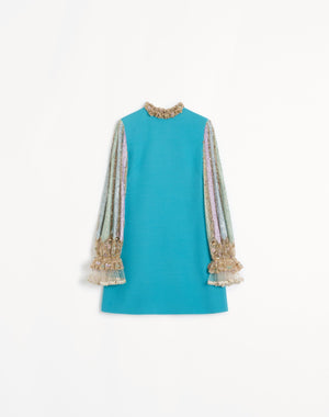 Abito Corto In Crepe Couture Ricamato