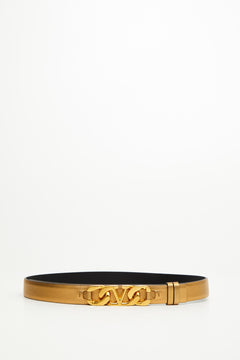 CINTURA VLOGO CHAIN IN NAPPA LAMINATA 25 MM