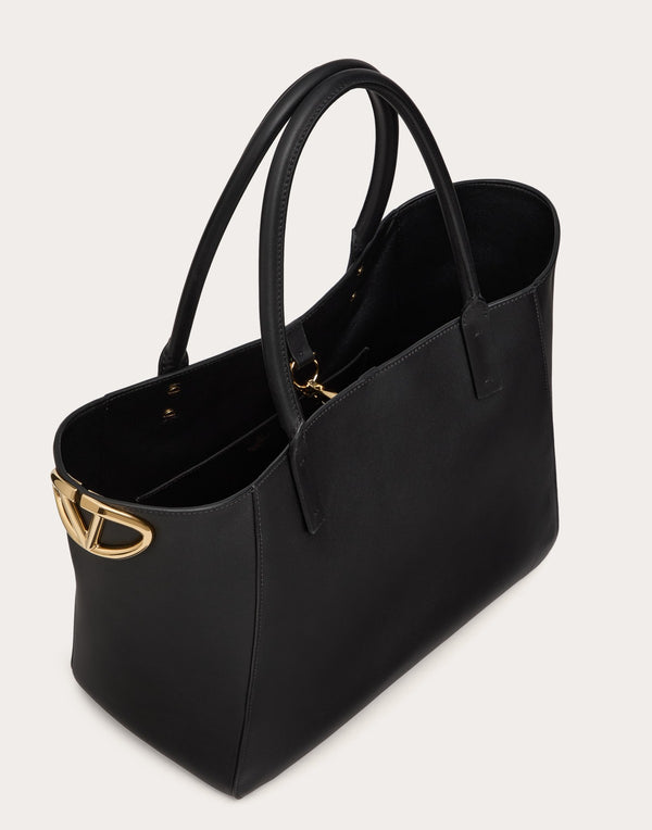Borsa Shopping Vlogo Side In Vitello Nappato