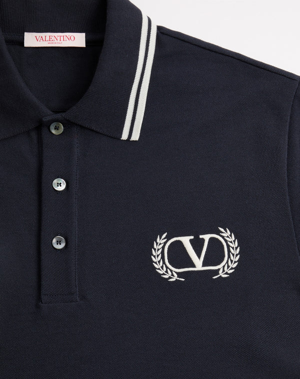 Polo In Piquet Di Cotone Con Ricamo Maison Valentino