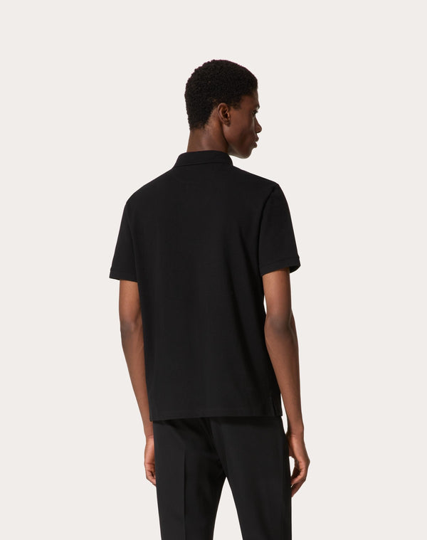Polo In Piquet Di Cotone Con Patch Vlogo Signature