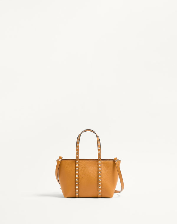 Borsa Shopping Piccola Valentino Garavani Rockstud In Vitello Granato