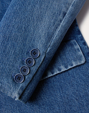 Giacca Monopetto In Denim Accoppiata Con Scuba