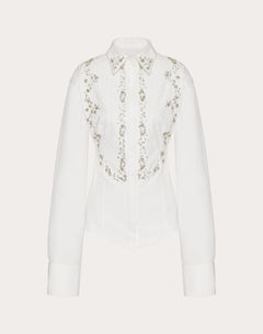 Camicia In Compact Popeline Ricamata