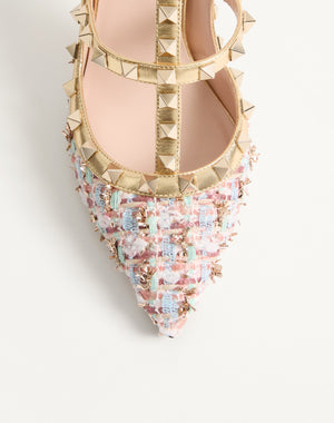 Décolleté Rockstud In Tessuto Tweed 100Mm