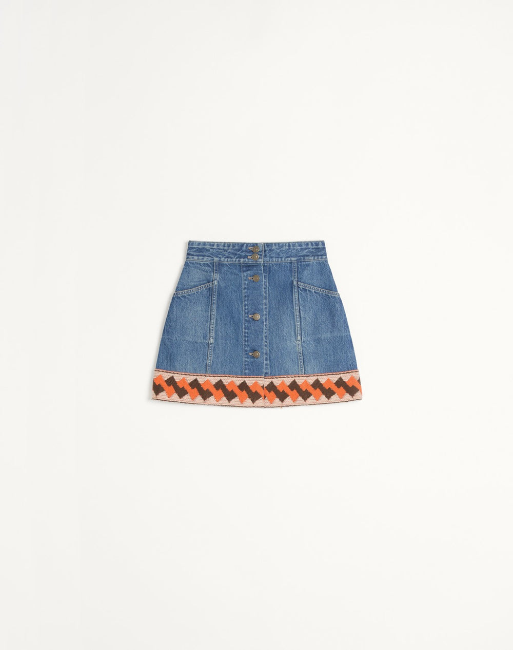 Gonna In Denim Con Bordi In Jacquard