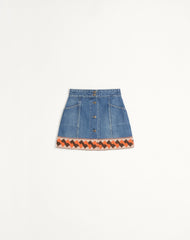 Gonna In Denim Con Bordi In Jacquard