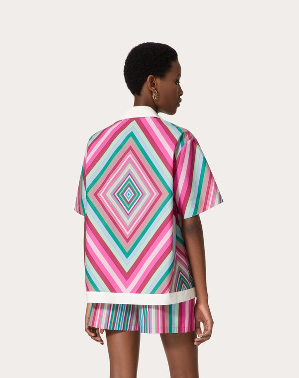 Camicia In Popeline Valentino Rhombus 75 Foulard 